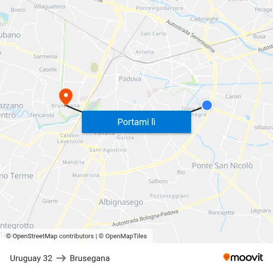 Uruguay 32 to Brusegana map