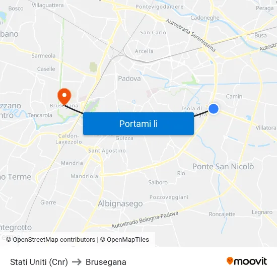 Stati Uniti (Cnr) to Brusegana map