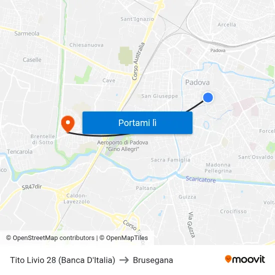 Tito Livio 28 (Banca D'Italia) to Brusegana map