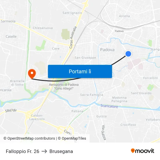 Falloppio Fr. 26 to Brusegana map