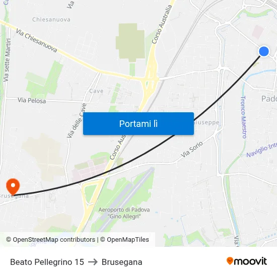 Beato Pellegrino 15 to Brusegana map