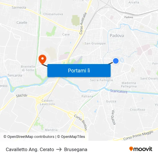 Cavalletto Ang. Cerato to Brusegana map