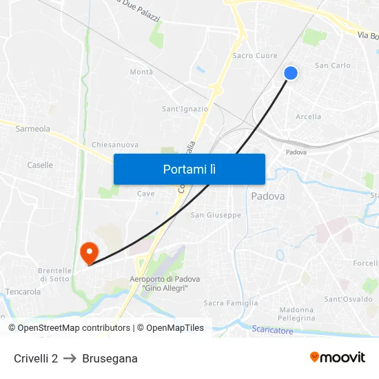 Crivelli 2 to Brusegana map