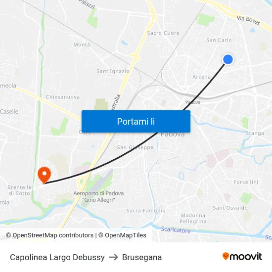 Capolinea Largo Debussy to Brusegana map