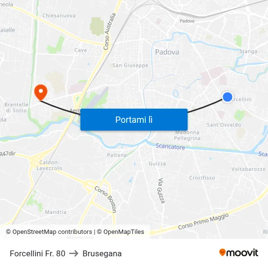 Forcellini Fr. 80 to Brusegana map