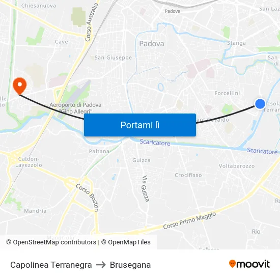 Capolinea Terranegra to Brusegana map