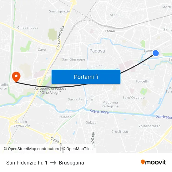 San Fidenzio Fr. 1 to Brusegana map