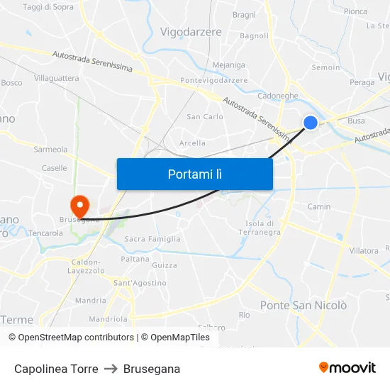Capolinea Torre to Brusegana map