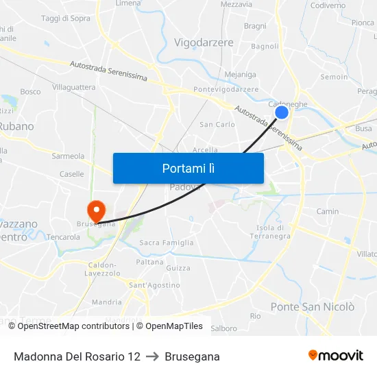 Madonna Del Rosario 12 to Brusegana map