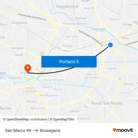 San Marco 99 to Brusegana map