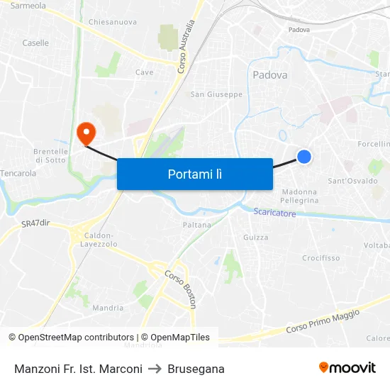 Manzoni Fr. Ist. Marconi to Brusegana map