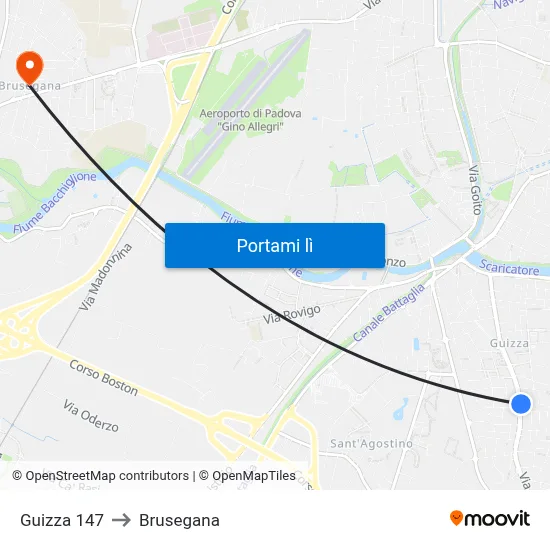 Guizza 147 to Brusegana map