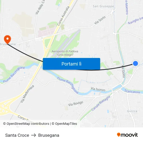 Santa Croce to Brusegana map
