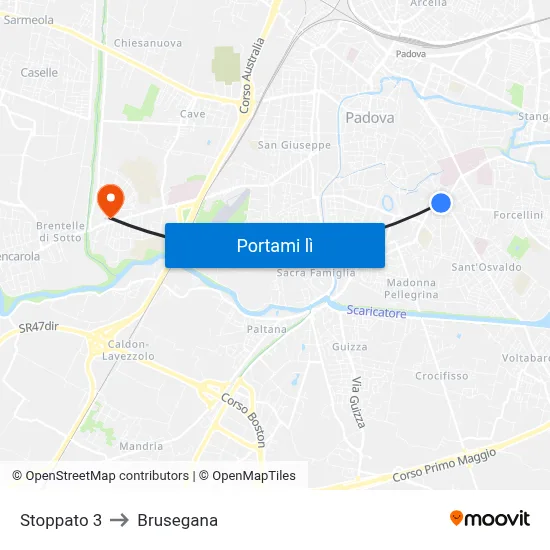 Stoppato 3 to Brusegana map