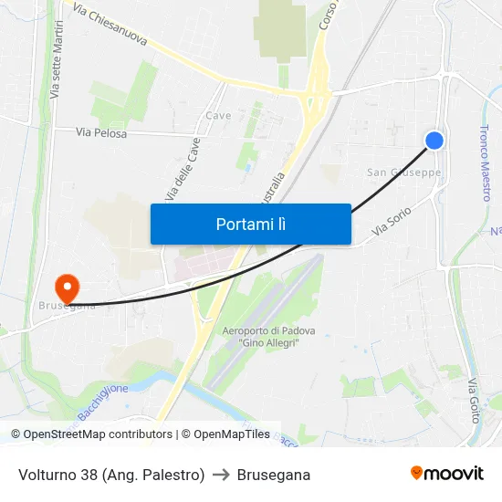 Volturno 38 (Ang. Palestro) to Brusegana map
