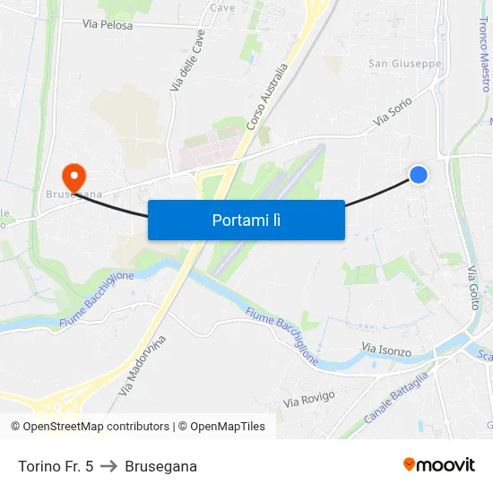 Torino Fr. 5 to Brusegana map