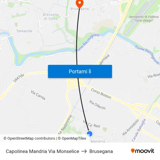 Capolinea Mandria Via Monselice to Brusegana map