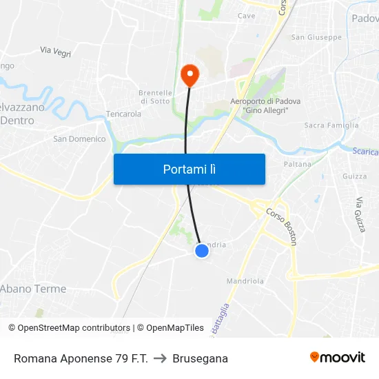 Romana Aponense 79 F.T. to Brusegana map