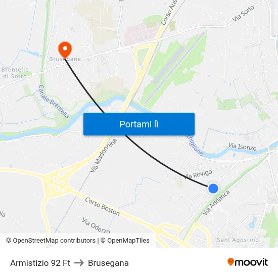 Armistizio 92 Ft to Brusegana map