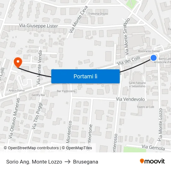 Sorio Ang. Monte Lozzo to Brusegana map
