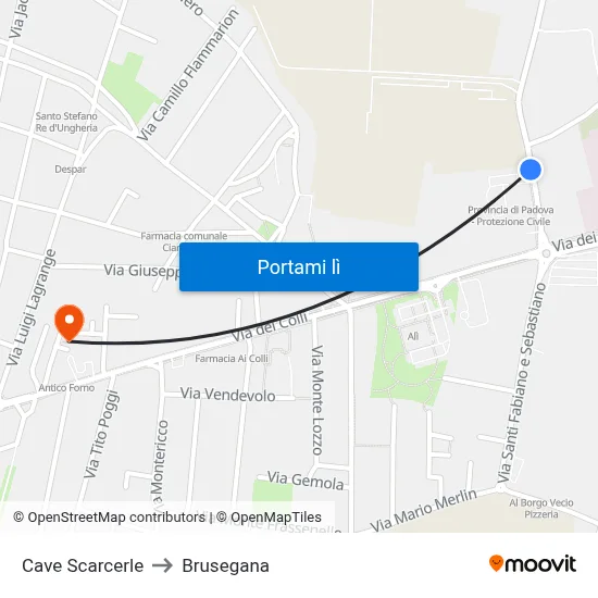 Cave Scarcerle to Brusegana map