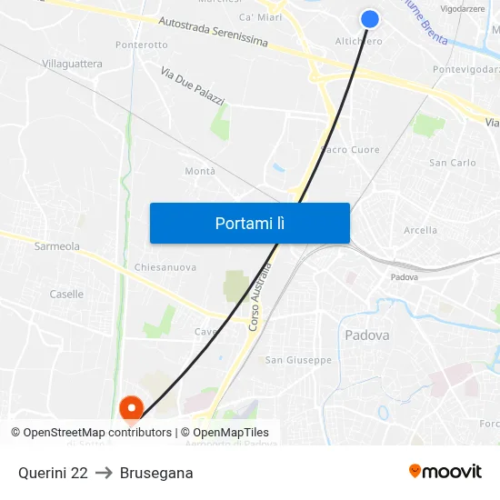 Querini 22 to Brusegana map