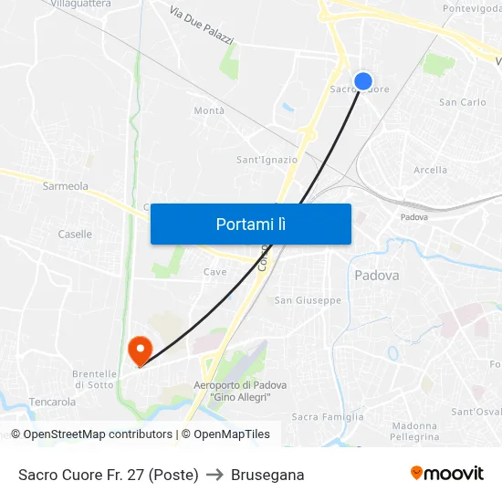 Sacro Cuore Fr. 27  (Poste) to Brusegana map