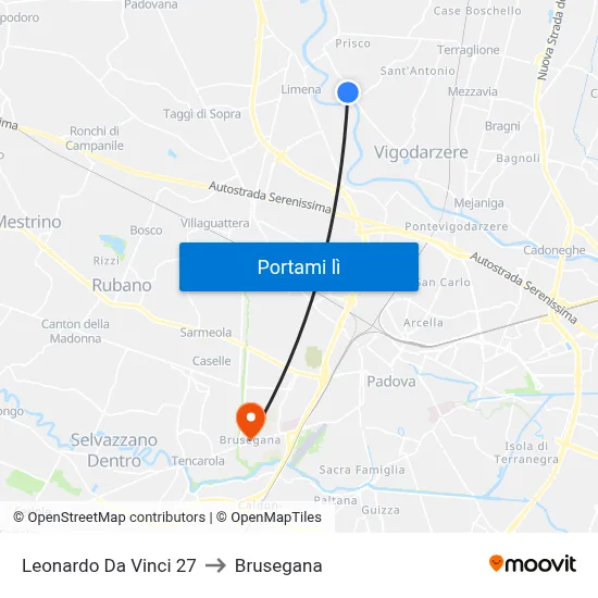 Leonardo Da Vinci 27 to Brusegana map