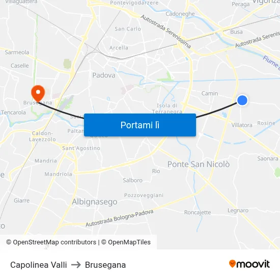 Capolinea Valli to Brusegana map