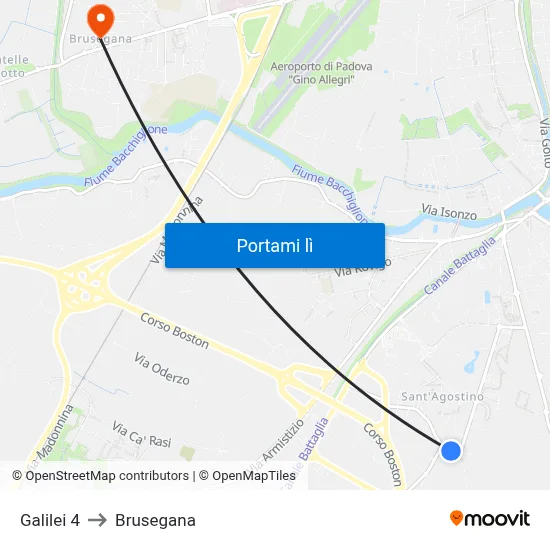 Galilei 4 to Brusegana map