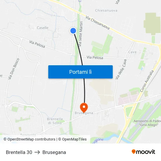 Brentella 30 to Brusegana map