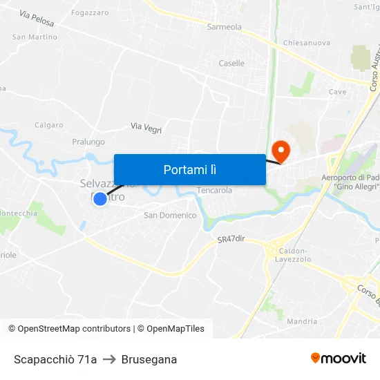 Scapacchiò 71a to Brusegana map