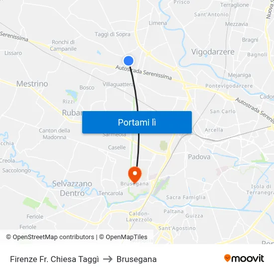 Firenze Fr. Chiesa Taggì to Brusegana map