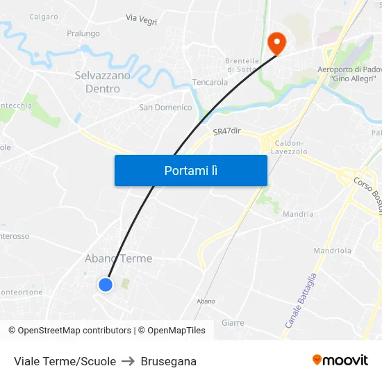Viale Terme/Scuole to Brusegana map