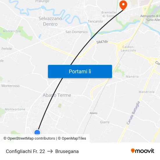 Configliachi Fr. 22 to Brusegana map
