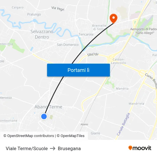 Viale Terme/Scuole to Brusegana map