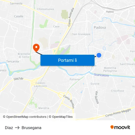 Diaz to Brusegana map