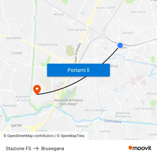 Stazione FS to Brusegana map