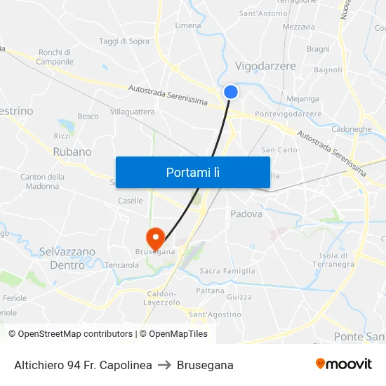 Altichiero 94 Fr. Capolinea to Brusegana map