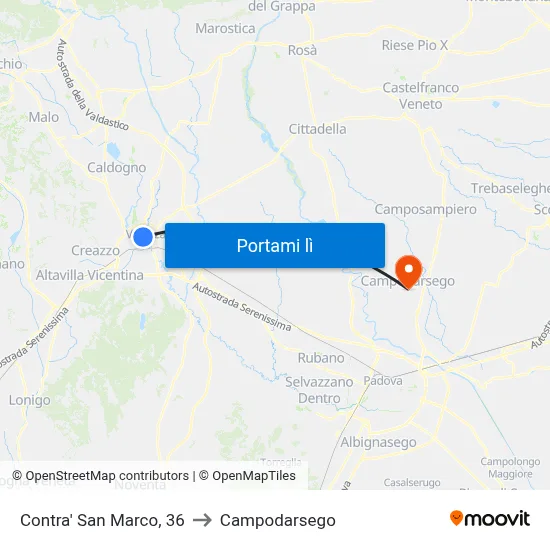 Contra' San Marco, 36 to Campodarsego map