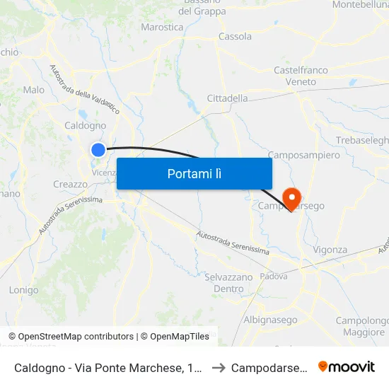 Caldogno - Via Ponte Marchese, 116 to Campodarsego map