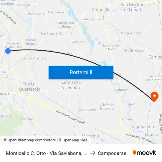 Monticello C. Otto - Via Saviabona, 128 to Campodarsego map