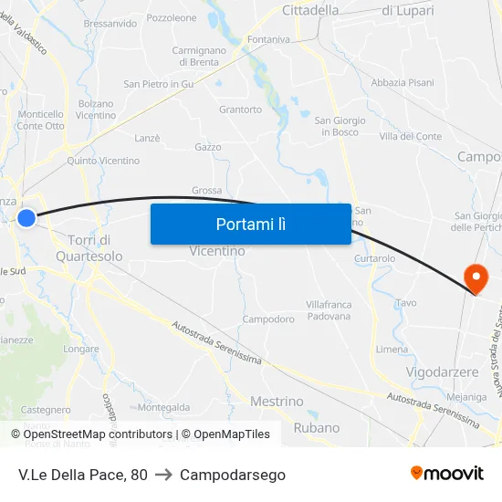 V.Le Della Pace, 80 to Campodarsego map