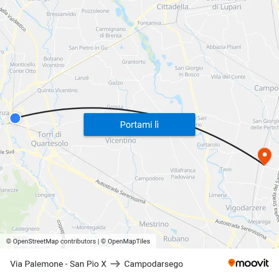 Via Palemone - San Pio X to Campodarsego map