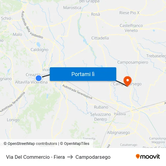 Via Del Commercio - Fiera to Campodarsego map
