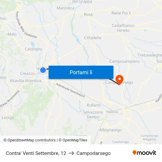 Contra' Venti Settembre, 12 to Campodarsego map