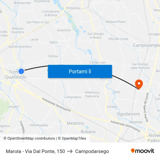 Marola - Via Dal Ponte, 150 to Campodarsego map