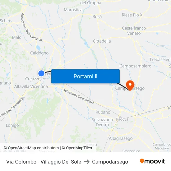 Via Colombo - Villaggio Del Sole to Campodarsego map