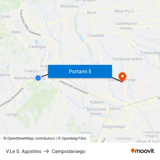V.Le S. Agostino to Campodarsego map