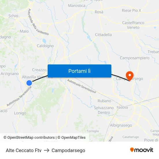 Alte Ceccato Ftv to Campodarsego map